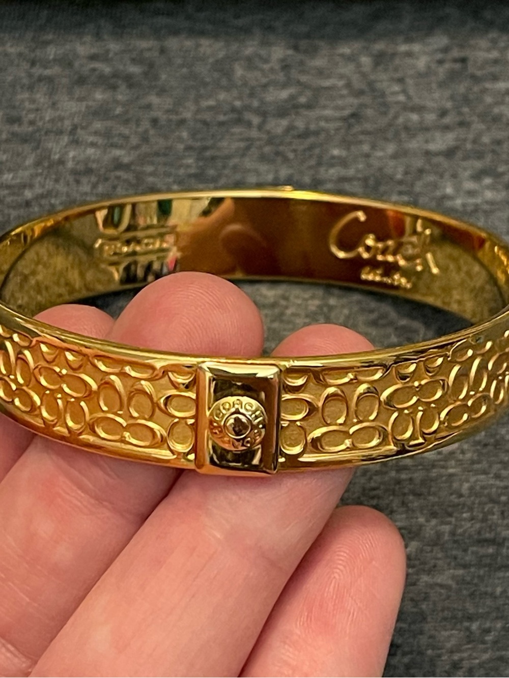 COACH Gold-Tone Signature Cuff Bracelet